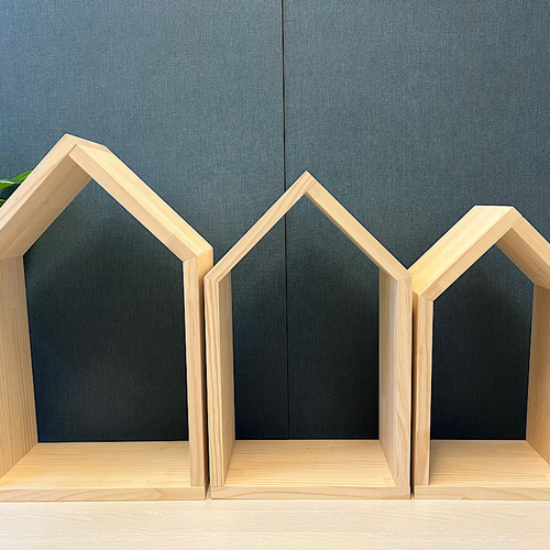 送料無料】 シェルフ ハウス 3個セット 小物置き パイン ナチュラル