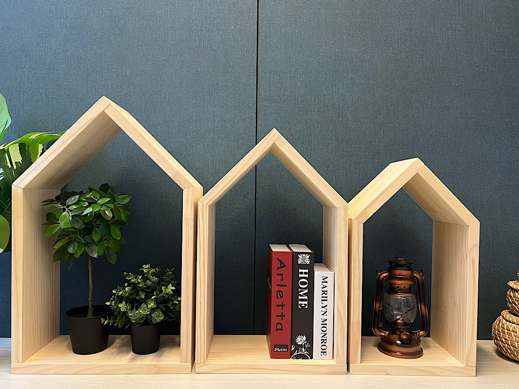 【送料無料】 シェルフ ハウス 3個セット 小物置き パイン ナチュラル