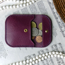 イタリアンレザーのコインケース／小銭入れ／紫 2枚目の画像