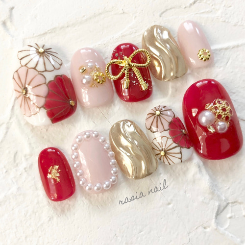 No.7　成人式ネイル　ネイルチップ　和柄　卒業式　ウェディング　ブライダル No.59 成人式 ネイルチップ ウェディング 和柄 振袖ネイル 卒業式