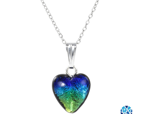 Sea drop 光る ホタルガラス ケラママリン ハート型 ネックレス 蓄光