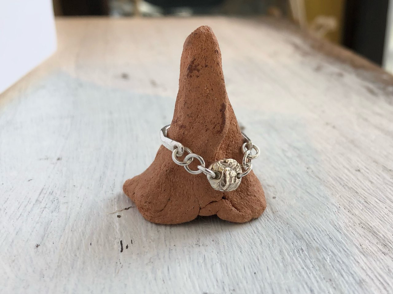 銀&金ラブラブリング/8〜9号/一点物/00196132