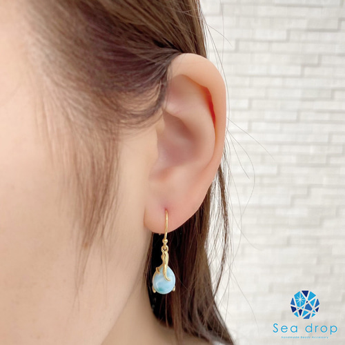 Sea drop ラリマー ドミニカ共和国産 シルバー925 ピアス しずく
