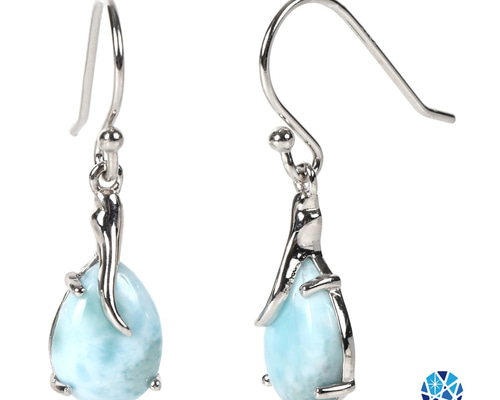 レア【ラリマー】ドロップピアス　ハンドメイド　＃003 Sea drop ラリマー ドミニカ共和国産 シルバー925 ピアス しずく型