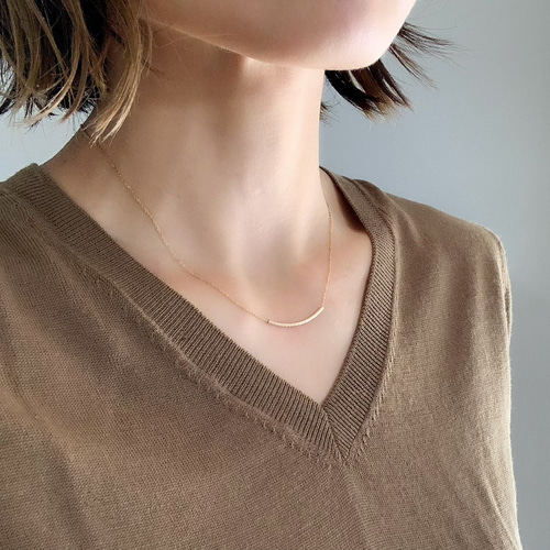 贈り物✲ご褒美に】キレイが続く☆14KGFパイプネックレス
