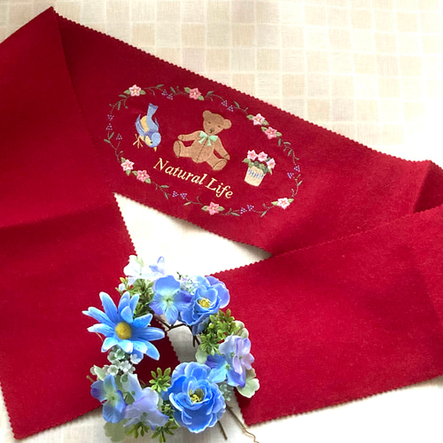 鍵盤カバー ピアノ フェルト 刺繍 クマ・鳥・花 楽器