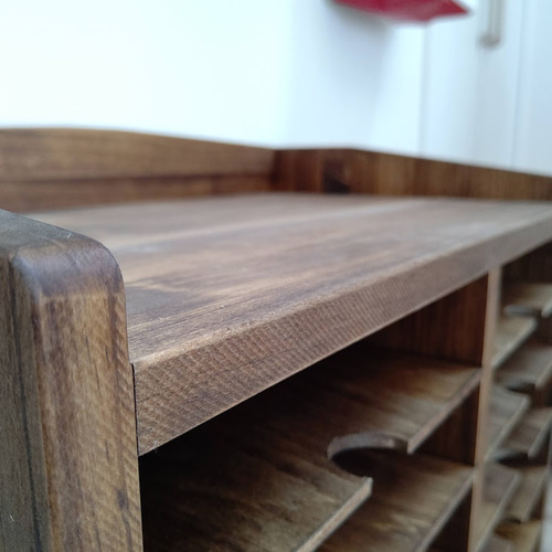 大容量 A4ファイル収納可能 アンティーク調レターラック 引き出し付き