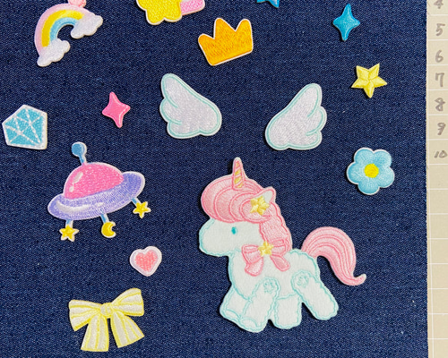 セール 15枚入り 刺繍アイロンワッペン ユニコーン刺繍アイロン
