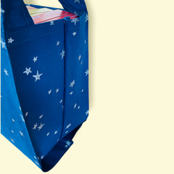 キラキラ　星柄刺繍のエコバッグ　コンビニ用エコバッグ　マルシェバッグ　 4枚目の画像