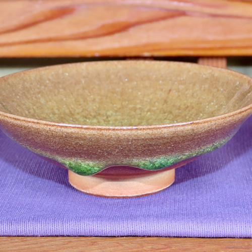 虫明焼 灰釉彩貫入盃(黄緑・黒井博史作) 日本酒 陶器 贈答 酒器 盃