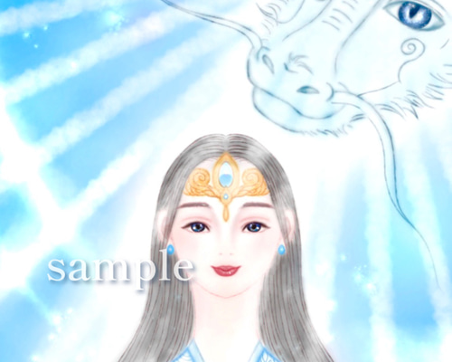 開運絵画　瀬織津姫様　白龍　蓮の花　龍神様　水の神　金箔　24金 開運絵画 瀬織津姫様 白龍 蓮の花 龍神様 水の神 金箔 24金