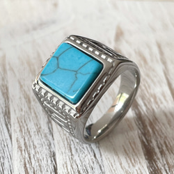 ターコイズリング＊天然石リング＊インデックスリング＊ステンレス