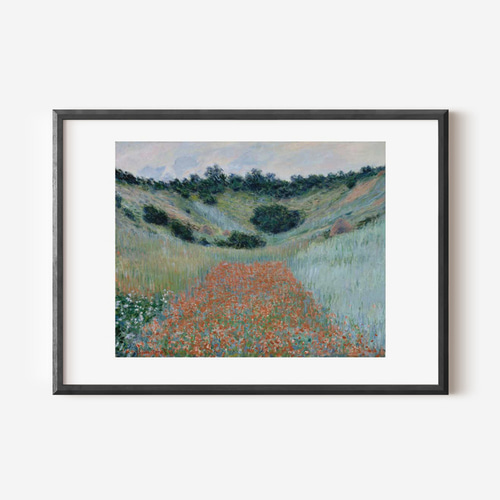 モネ、シヴェルニー近郊の谷間のけし畑、希少画集画、新品額装付 モネ、シヴェルニー近郊の谷間のけし畑、希少画集画、新品額装付