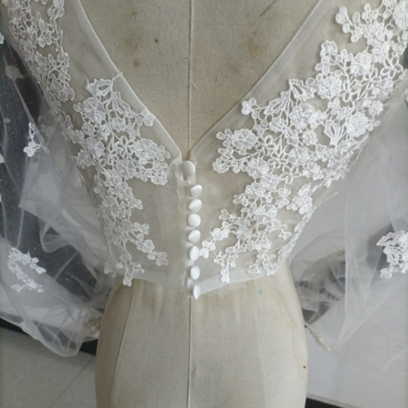 婚紗禮服波萊羅 3D 蕾絲刺繡 V 領禮服長袖婚禮/招待會 第10張的照片