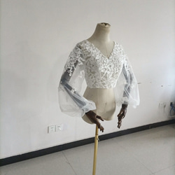 ウエディングドレス ボレロ 3D立体レース刺繍 Vネックドレス 長袖　 結婚式/披露宴 3枚目の画像