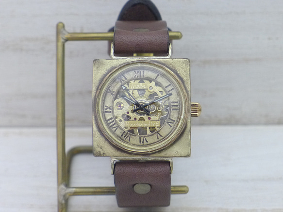 BHW137 手動上鍊 黃銅 33mm 方形羅馬數字 Normal 皮帶 手工手錶 [BHW137 Rome] 第4張的照片