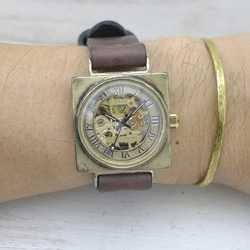 BHW137 手動上鍊 黃銅 33mm 方形羅馬數字 Normal 皮帶 手工手錶 [BHW137 Rome] 第1張的照片