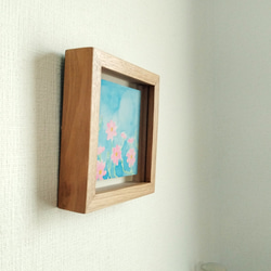 原画「青空と秋桜」水彩イラスト ※木製額縁入り 4枚目の画像