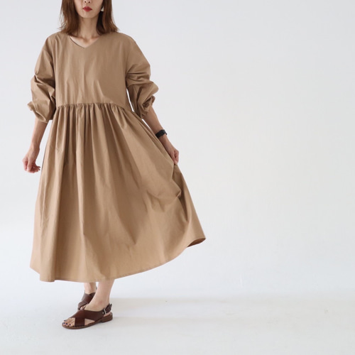45R コットンリネンツィードワンピース ベージュ系 45R コットンリネンツィードワンピース ベージュ系 45R コットン