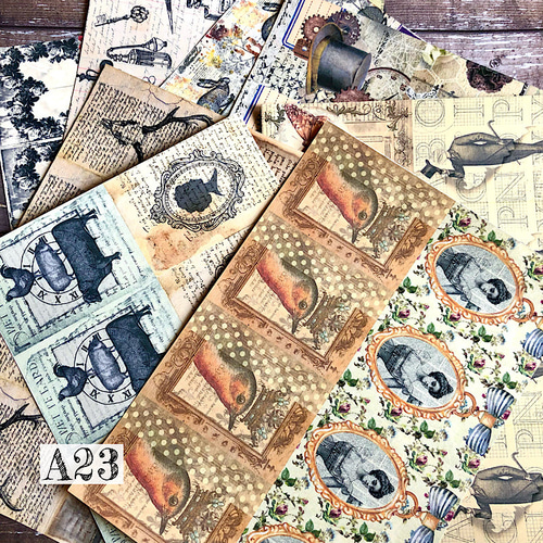 デザインペーパー 紙モノ コラージュ素材 おすそ分け 大量 まとめ売り 送料無料【A23 コラージュ素材】紙モノ 数字 ジャーナル レトロ
