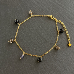 アイオライト✧モリオン✧スモーキーアイリスクォーツの御守りアンクレット✧ Iolite × Morion Anklet 9枚目の画像