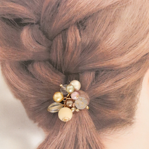 アイボリー】大人アンティーク◇秋色ヘアゴム2本セット◇Creema