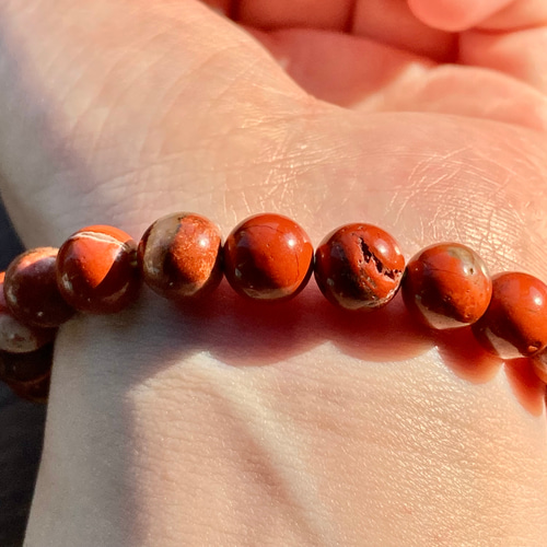 レッドジャスパー(約8mm玉/約10mm玉/約12mm玉)の天然石ブレスレット