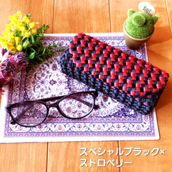 【受注制作】❣️コロンと可愛いメガネケース(小 )(トール・スリム) クラフトバンド ペンケース  小物入れにも❤️ 3枚目の画像