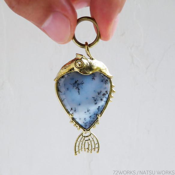 デンドリティックオパール フィッシュ チャーム / Dendritic Opal Fish charms 2枚目の画像