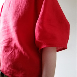 茜色　2wayネック ランタン袖　しっとりしなやかなLINEN　プルオーバー♪冷感-creema数量限定- 13枚目の画像