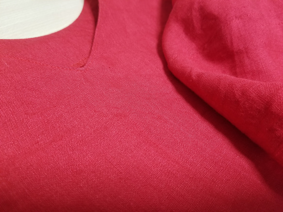 茜色　2wayネック ランタン袖　しっとりしなやかなLINEN　プルオーバー♪冷感-creema数量限定- 20枚目の画像