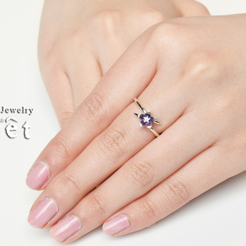 【はりねずみ】あーるめいど　シトリン 桔梗リング フリーサイズリング　YG K10イエローゴールドシトリンリング(RFR113-002)|TSUTSUMI