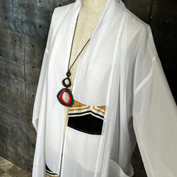 絽の真っ白なお着物からロングカーディガン　着物アップサイクル　リメイク 2枚目の画像