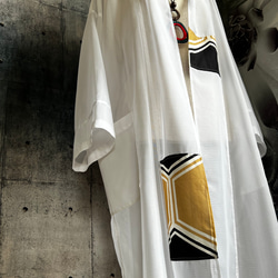 絽の真っ白なお着物からロングカーディガン　着物アップサイクル　リメイク 4枚目の画像