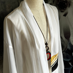 絽の真っ白なお着物からロングカーディガン　着物アップサイクル　リメイク 3枚目の画像