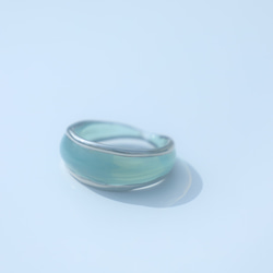 ガラスのリング “Frame Platinum”  -ターコイズブルー - 8枚目の画像