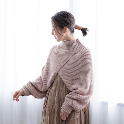 未使用近　ビアズリー カシュクールニットボレロ　ベージュ BEARDSLEY - 未使用近 ビアズリー カシュクールニットボレロ ベージュ