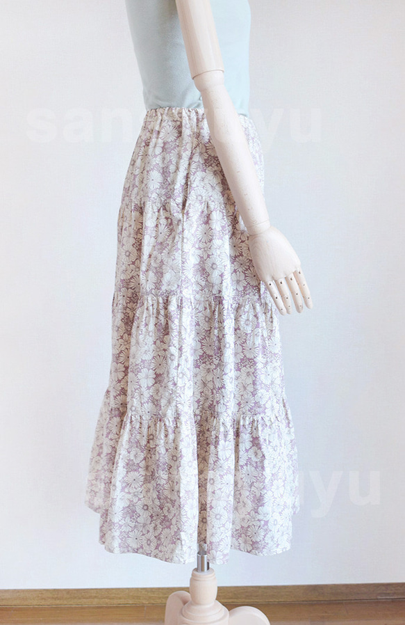 花柄プリントのティアードスカート 3枚目の画像