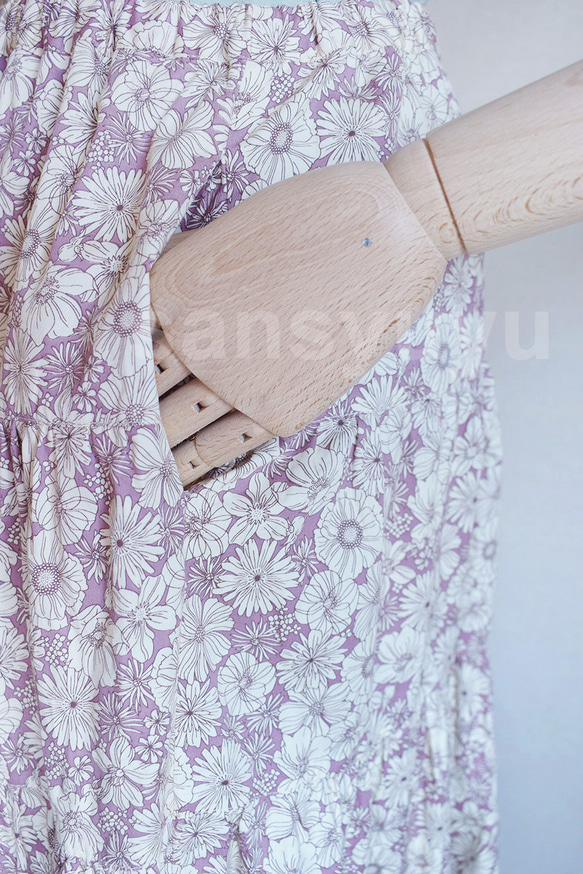 花柄プリントのティアードスカート 4枚目の画像