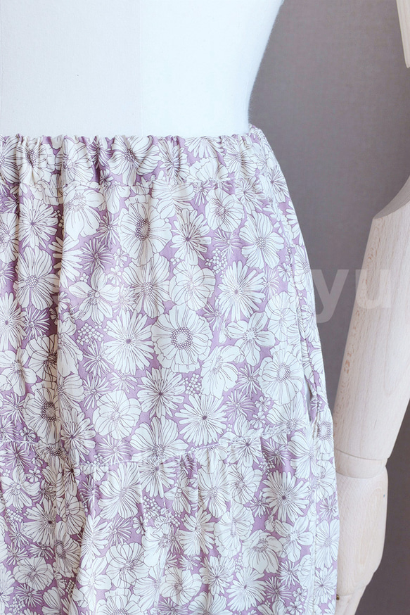 花柄プリントのティアードスカート 5枚目の画像
