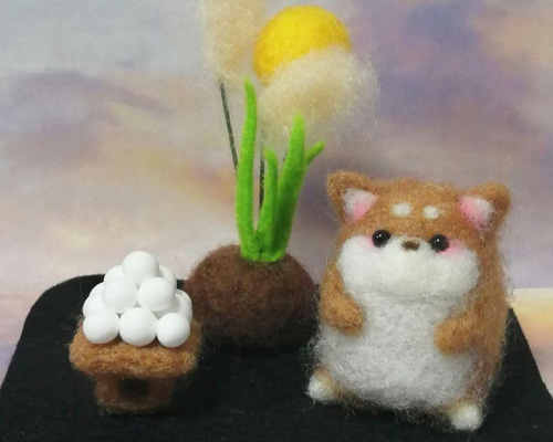 羊毛フェルト 柴犬のお月見 羊毛フェルト 秋都 通販 14466315