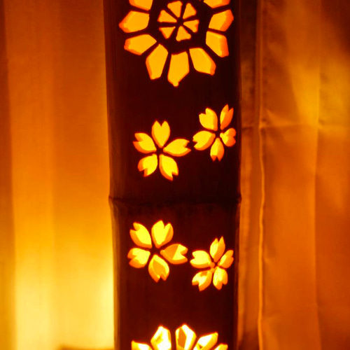 竹灯り・竹あかり・竹灯籠・竹灯篭・竹ランプ 両面彫り～～ 癒しの灯り