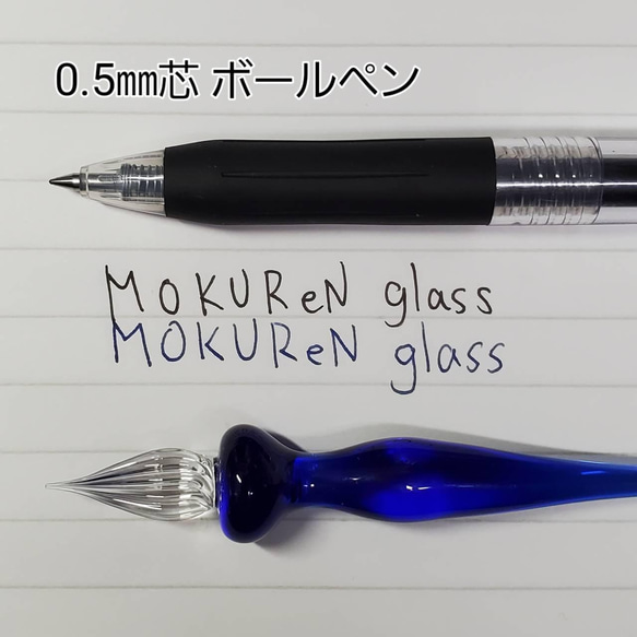 手の平に収まる小さなガラスペン 　Plume -青- 4枚目の画像