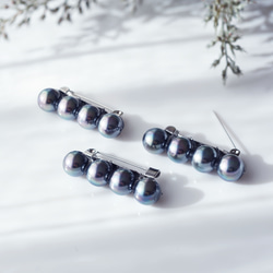 烏黑光澤 ★ 孔雀貝殼珍珠胸針，附四顆珍珠 - Frances 第6張的照片