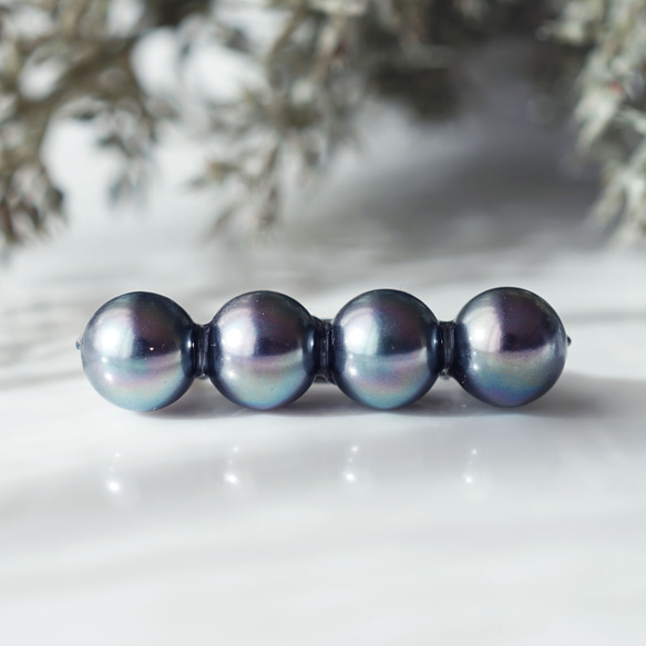 烏黑光澤 ★ 孔雀貝殼珍珠胸針，附四顆珍珠 - Frances 第1張的照片