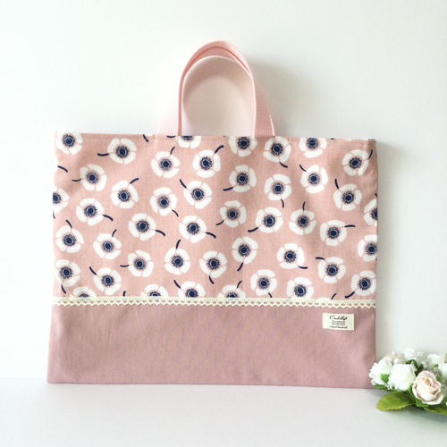 ♡北欧系アネモネフラワー★通園通学６点セット♡ ～内側11号帆布仕上げ〜 ♪New♪♡北欧系アネモネフラワー☆通園通学6点セット♡ ～内側11号