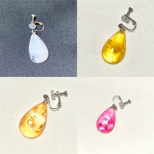 ガラス玉』/しずく型レジンアクセサリー イヤリング
