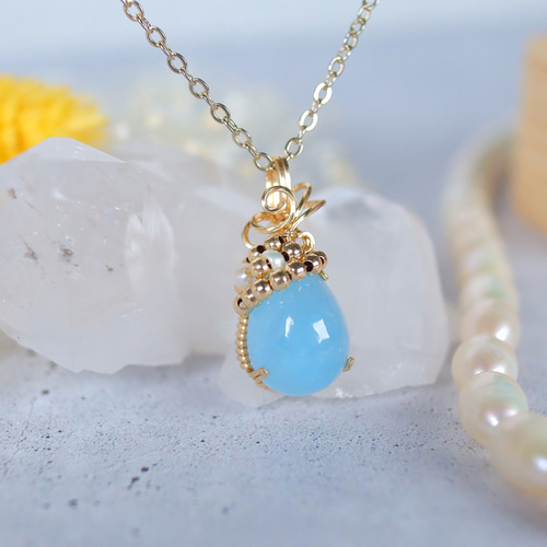 ☆blue様専用 ブルートパーズ サファイア ペンダントトップワイヤー