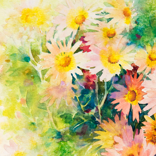 錦秋】水彩原画 F3サイズ 一点物 額装付き 豪華プレゼント付き