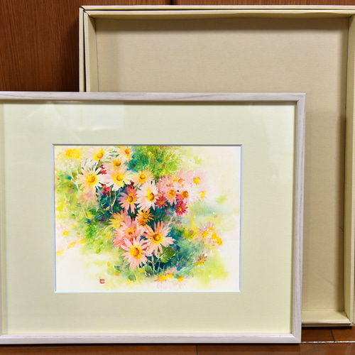 錦秋】水彩原画 F3サイズ 一点物 額装付き 豪華プレゼント付き 錦秋】水彩原画 F3サイズ 一点物 額装付き 豪華プレゼント付き